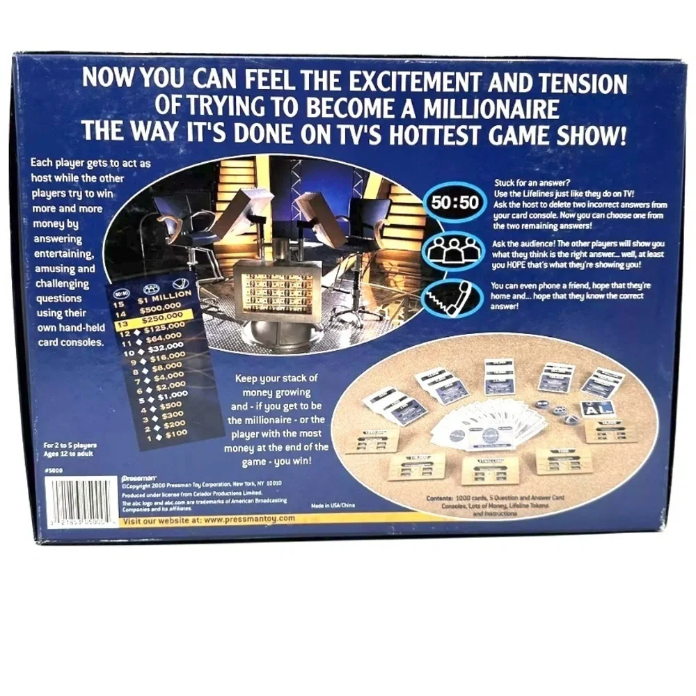 NWT PRESSMAN Who Wants To Be A Millionaire, Based on the Smash Hit TV Game